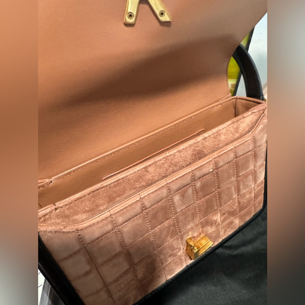 SALE🍒🤍 SAINT LAURENT solferino medium quilted suede and spazzolato leather bag 🤍 - Picture 12 of 16